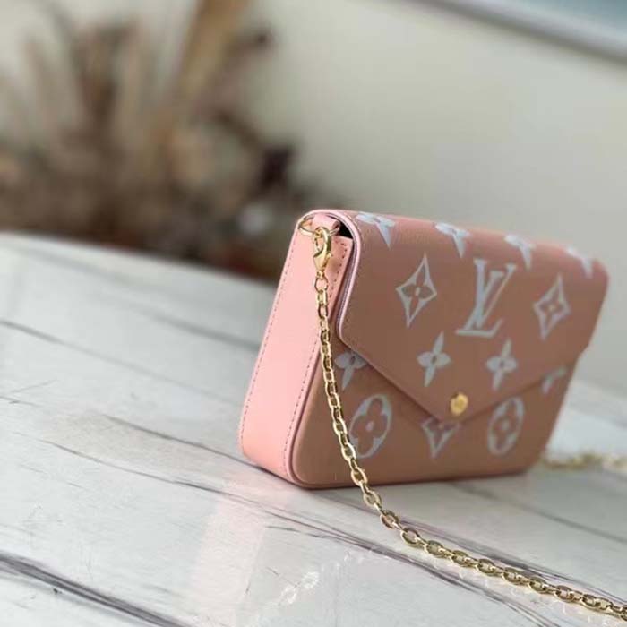 LV LV Women Félicie Pochette Bag in Monogram Empreinte Leather Pink in 2023