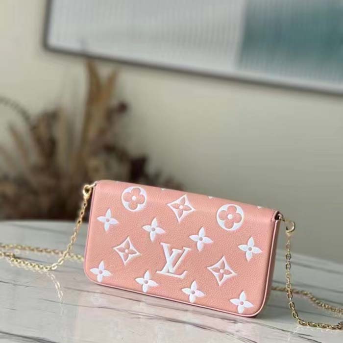 Louis Vuitton LV Women Félicie Pochette Pink Cream Monogram Empreinte  Embossed Supple Grained Cowhide - LULUX