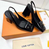 Louis Vuitton LV Women Shake Slingback Pump Black Patent Calf Leather Lambskin 9.5 Cm Heel (8)