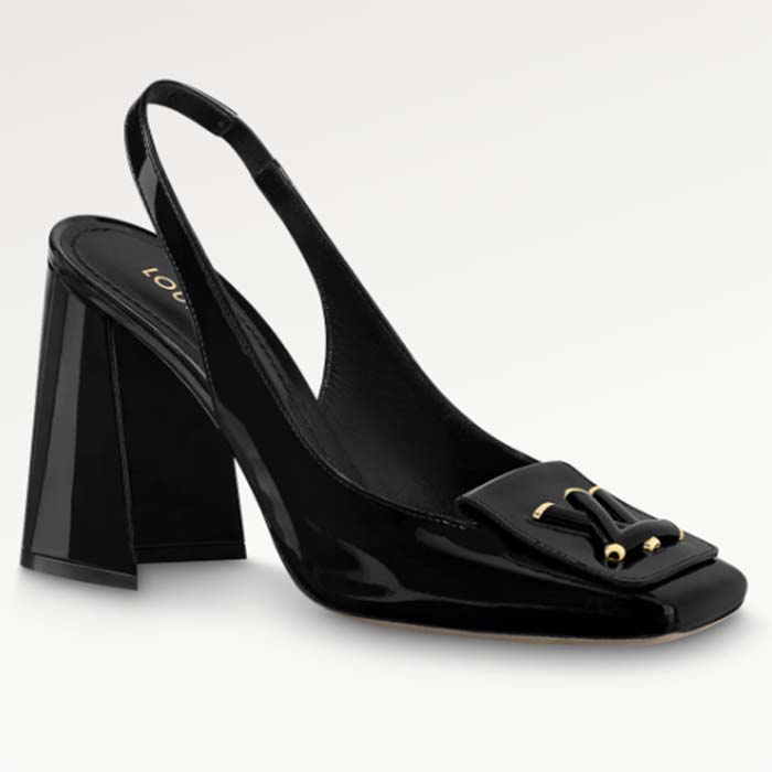 Louis Vuitton LV Women Shake Slingback Pump Black Patent Calf Leather  Lambskin 9.5 Cm Heel - LULUX