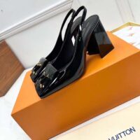 Louis Vuitton LV Women Shake Slingback Pump Black Patent Calf Leather Lambskin 9.5 Cm Heel (8)