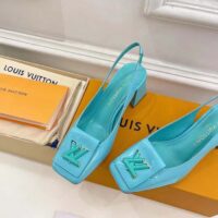 Louis Vuitton LV Women Shake Slingback Pump Blue Patent Calf Leather Lambskin 9.5 Cm Heel (8)