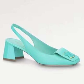 Louis Vuitton LV Women Shake Slingback Pump Blue Patent Calf Leather Lambskin 9.5 Cm Heel