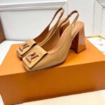 Louis Vuitton LV Women Shake Slingback Pump Brown Patent Calf Leather Lambskin 5.5 Cm Heel - Image 7