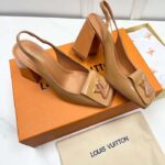 Louis Vuitton LV Women Shake Slingback Pump Brown Patent Calf Leather Lambskin 5.5 Cm Heel - Image 5