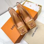 Louis Vuitton LV Women Shake Slingback Pump Brown Patent Calf Leather Lambskin 5.5 Cm Heel - Image 4
