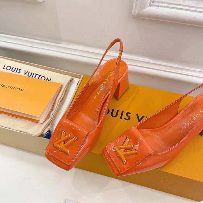 Louis Vuitton, Shoes, Louis Vuitton Orange Patent Leather Crossing Flat  Sandal Large Lv Logo 36 Us 6