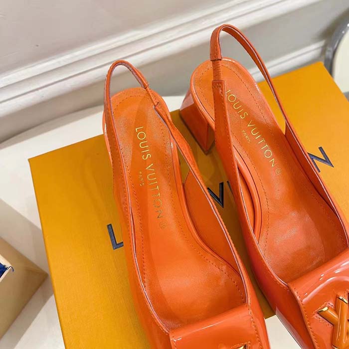 Louis Vuitton Orange Patent Leather Shake Slingback Pumps Size 40 Louis  Vuitton