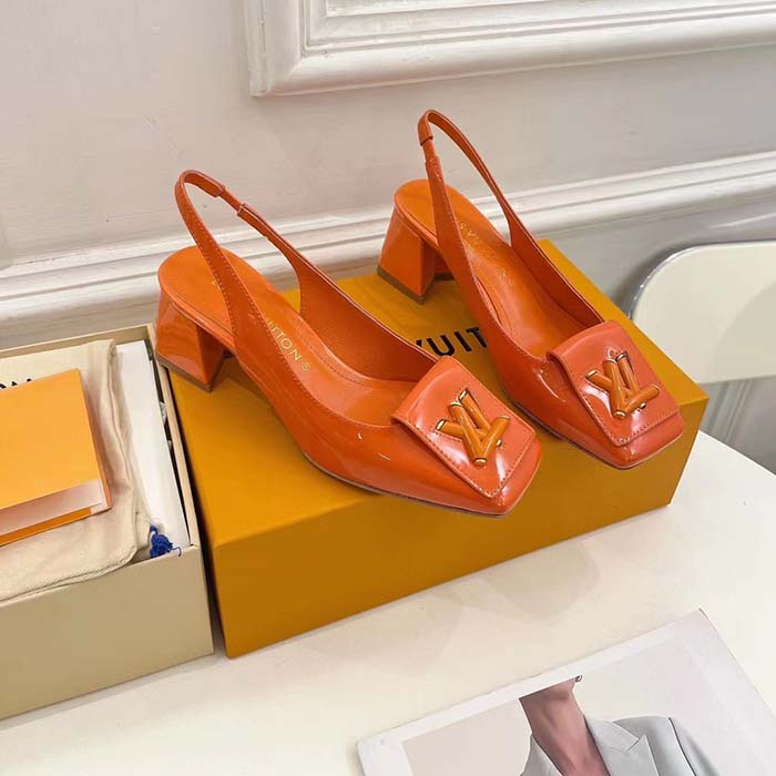 Louis Vuitton LV Women Shake Slingback Pump Orange Patent Calf Leather  Lambskin 9.5 Cm Heel - LULUX