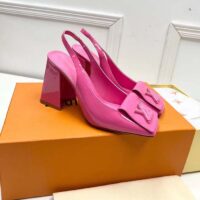 Louis Vuitton LV Women Shake Slingback Pump Pink Patent Calf Leather Lambskin 9.5 Cm Heel (5)