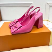 Louis Vuitton LV Women Shake Slingback Pump Pink Patent Calf Leather Lambskin 9.5 Cm Heel (5)