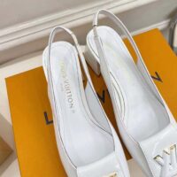 Louis Vuitton LV Women Shake Slingback Pump White Patent Calf Leather Lambskin 9.5 Cm Heel (9)