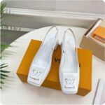 Louis Vuitton LV Women Shake Slingback Pump White Patent Calf Leather Lambskin 5.5 Cm Heel - Image 3