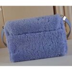 Louis Vuitton LV Women Twist MM Handbag Jean Blue Shearling Smooth Calfskin Leather - Image 4