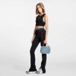 Louis Vuitton LV Women Twist MM Handbag Jean Blue Shearling Smooth Calfskin Leather - Image 13