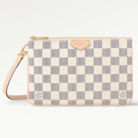 Louis Vuitton Unisex LV Double Zip Pochette Damier Azur Coated Canvas Cowhide Leather (1)