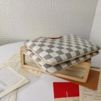 Louis Vuitton Unisex LV Double Zip Pochette Damier Azur Coated Canvas Cowhide Leather (1)