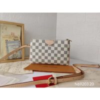 Louis Vuitton Unisex LV Double Zip Pochette Damier Azur Coated Canvas Cowhide Leather (1)