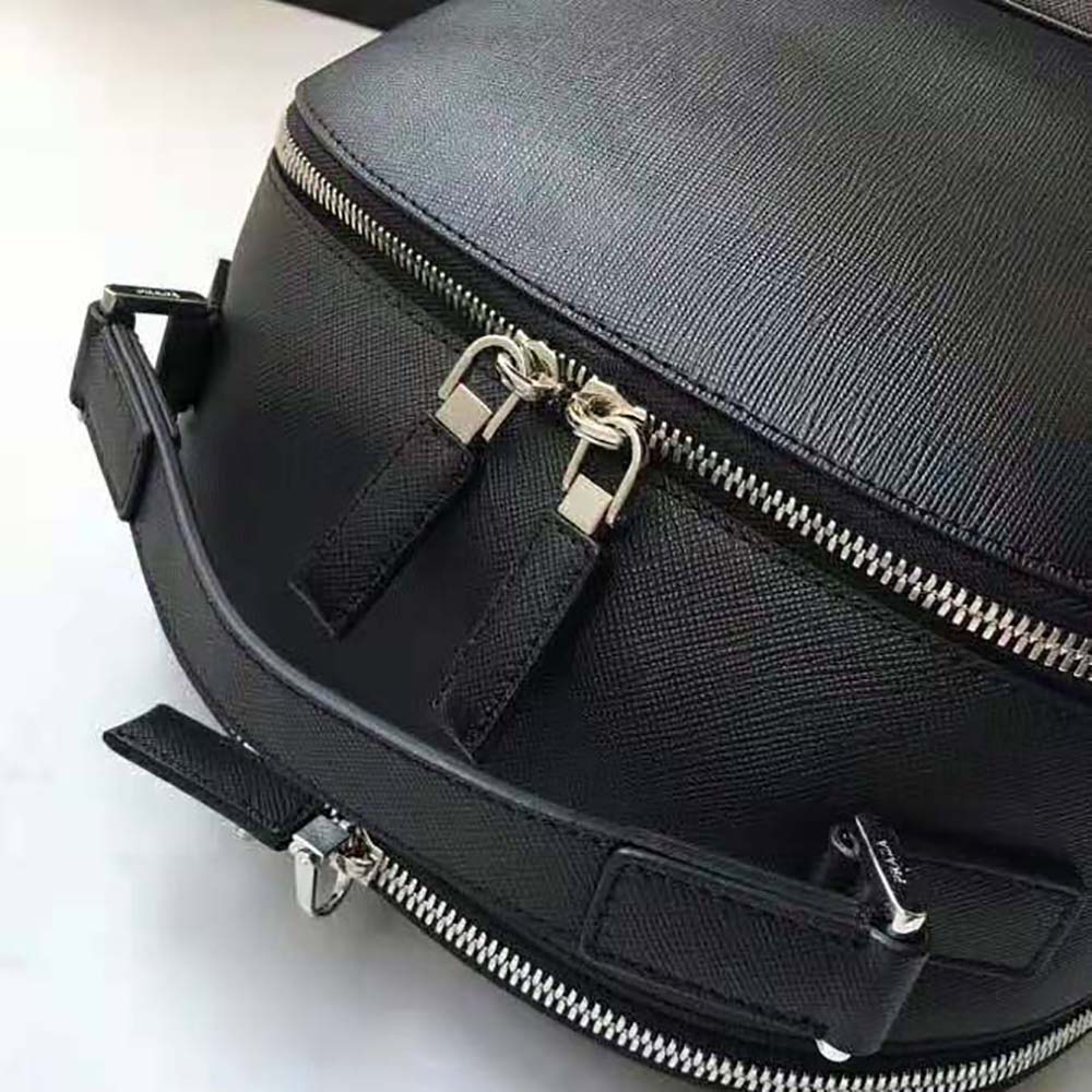 Prada Unisex Saffiano Leather Backpack Metal Hardware-Black (5)