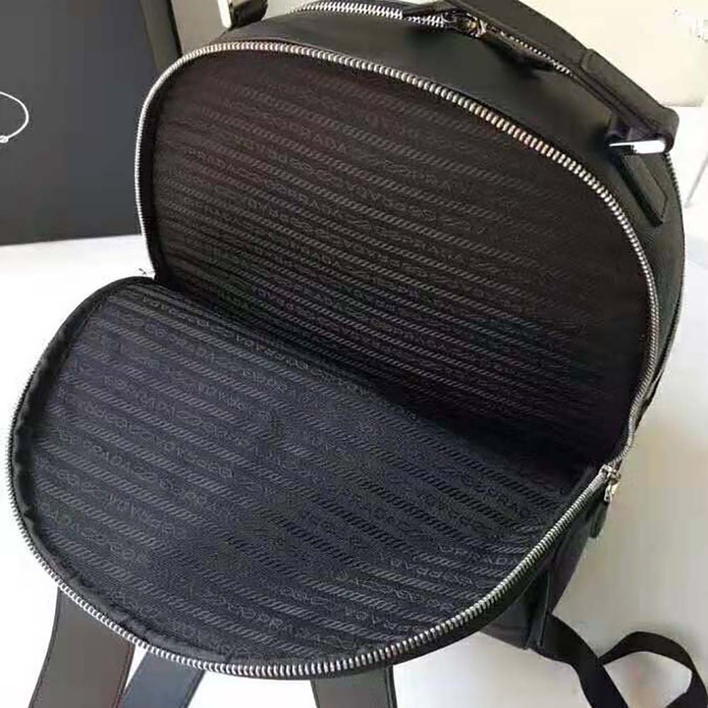 Prada Unisex Saffiano Leather Backpack Metal Hardware-Black (8)
