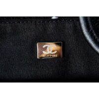 Chanel Women CC Large Shopping Bag Wool Tweed Gold-Tone Metal Black White (6)