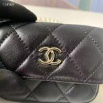 Chanel Women CC Shoulder Black Flap Bag Artificial Pearl Chain Calfskin Leather - Imagen 5
