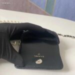 Chanel Women CC Shoulder Black Flap Bag Artificial Pearl Chain Calfskin Leather - Imagen 7