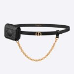 Dior Unisex CD Dior Caro Belt Pouch rimovibile Nero Pelle di vitello liscia Cannage 15 mm