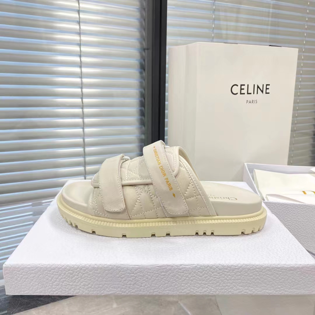 Dior Unisex CD Dio(r)Evolution Slide White Quilted Cannage Calfskin