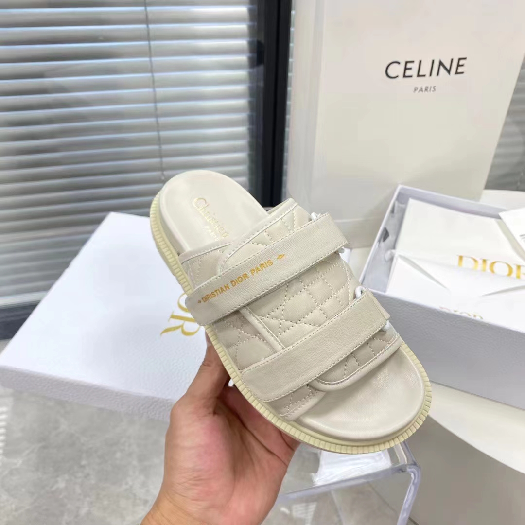 Dior Unisex CD Dio(r)Evolution Slide White Quilted Cannage Calfskin
