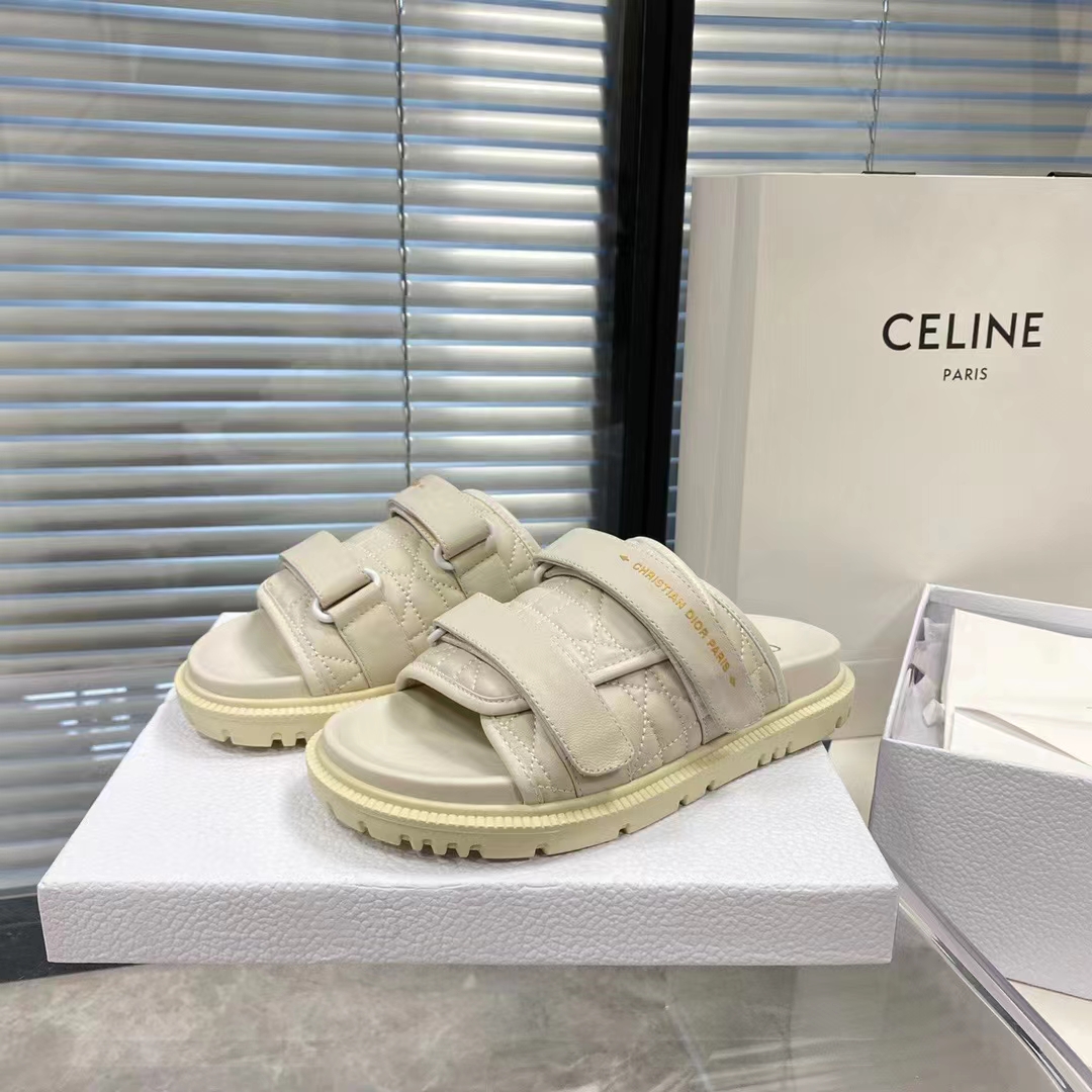 Dior Unisex CD Dio(r)Evolution Slide White Quilted Cannage Calfskin