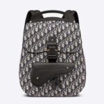 Dior Unisex CD Gallop Backpack Beige Black Oblique Jacquard Black Grained Calfskin