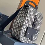 Dior Unisex CD Gallop Backpack Beige Black Oblique Jacquard Black Grained Calfskin - Image 3