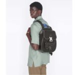 Dior Unisex CD Gallop Backpack Black Grained Calfskin Flap Front Saddle Flap - immagine 12