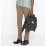 Dior Unisex CD Gallop Backpack Black Grained Calfskin Flap Front Saddle Flap - immagine 11