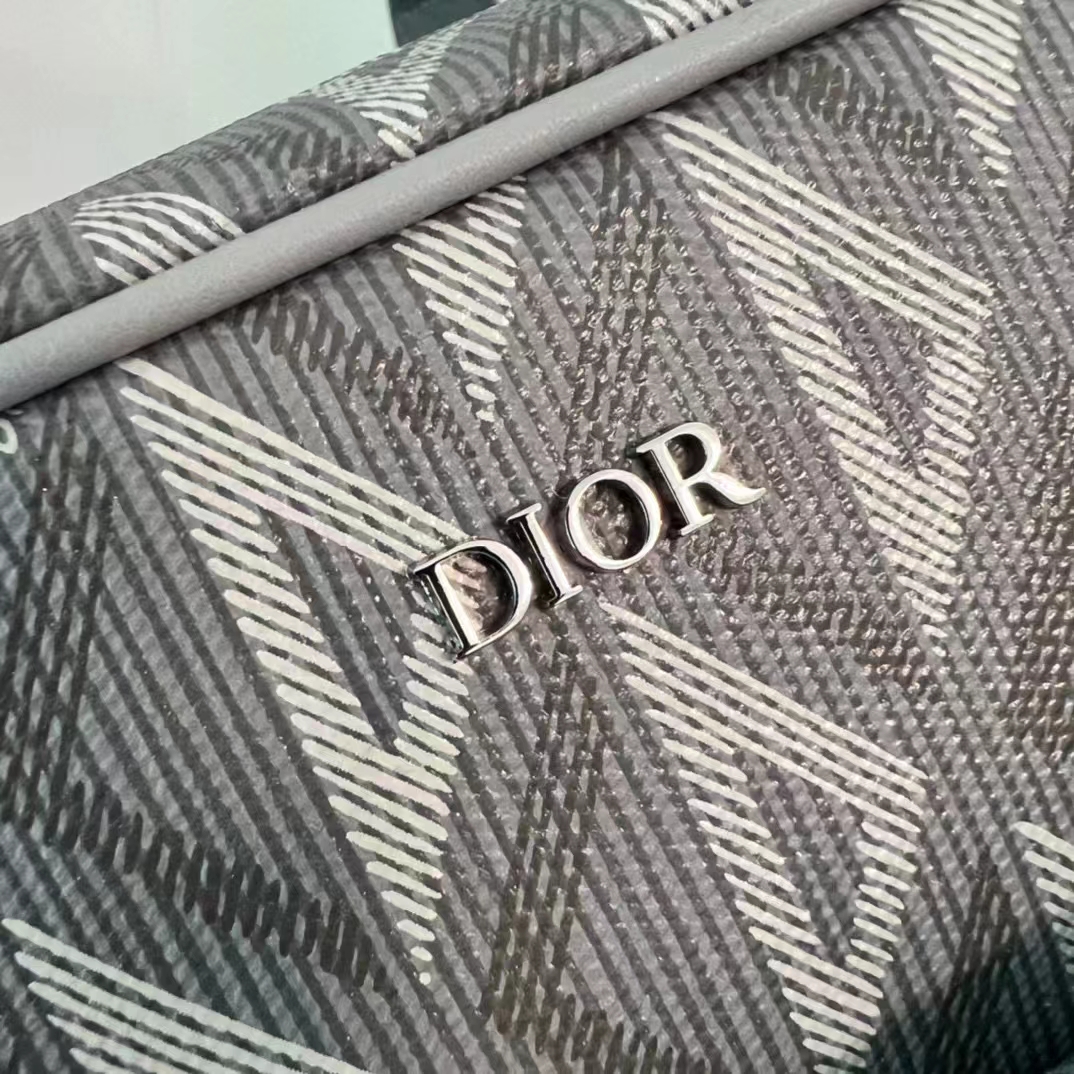Dior Unisex CD Hit The Road Pet Carrier Bag Gray Diamond Canvas Smooth Calfskin (1)
