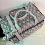 Dior Unisex CD Hit The Road Pet Carrier Bag Gray Diamond Canvas Smooth Calfskin - immagine 7