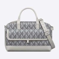 Dior Unisex CD Hit The Road Pet Carrier Bag Gray Diamond Canvas Smooth Calfskin