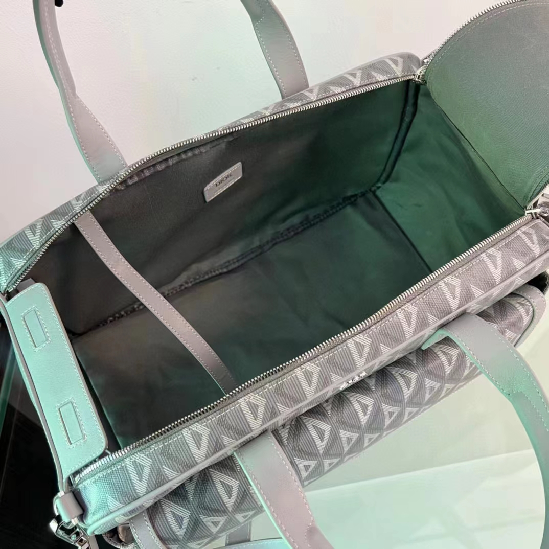 Dior Unisex CD Hit The Road Pet Carrier Bag Gray Diamond Canvas Smooth Calfskin (9)