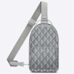 Bolso bandolera unisex Dior CD Mini Rider de lona con diamantes en gris CD de Dior