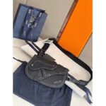 Dior Unisex CD Saddle Pouch Black Grained Calfskin Hallmark Saddle – Image 2