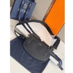 Dior Unisex CD Saddle Pouch Black Grained Calfskin Hallmark Saddle – Image 4