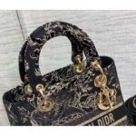 Dior Women CD Medium Lady D-Lite Bag Black Multicolor Jardin D'Hiver Embroidered Cotton - Imagen 8