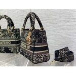 Dior Women CD Medium Lady D-Lite Bag Black Multicolor Jardin D'Hiver Embroidered Cotton - Imagen 5
