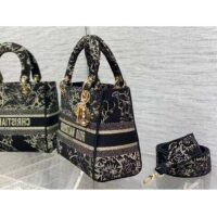 Dior Women CD Medium Lady D-Lite Bag Black Multicolor Jardin D’Hiver Embroidered Cotton (4)