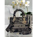 Dior Women CD Medium Lady D-Lite Bag Black Multicolor Jardin D'Hiver Embroidered Cotton - Imagen 2