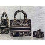 Dior Women CD Medium Lady D-Lite Bag Black Multicolor Jardin D'Hiver Embroidered Cotton - Imagen 4
