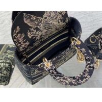 Dior Women CD Medium Lady D-Lite Bag Black Multicolor Jardin D’Hiver Embroidered Cotton (4)