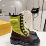 Fendi Women FF Domino Biker Boots Acid Green Nylon Polyamide Polyester 5 Cm Heel - Image 2