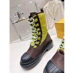 Fendi Women FF Domino Biker Boots Acid Green Nylon Polyamide Polyester 5 Cm Heel - Image 6